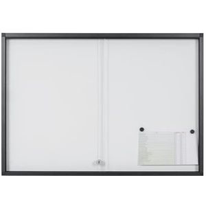 Bi-Office Exhibit Extra Vitrine magnétique, 6 x A4, surface en acier laqué, porte en verre, cadre en aluminium anthracite