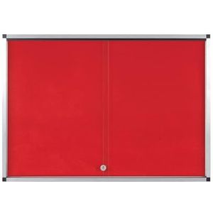 Bi-Office Exhibit Extra Display vitrine met rood viltoppervlak, 6 x A4, glazen deur, aluminium frame
