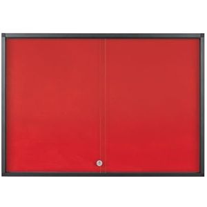 Bi-Office Exhibit Extra Prikbordvitrine, 6xA4, Rood Viltoppervlak, Glazen Deur, Aluminium Frame in Antracietkleur