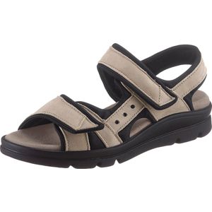 Beige Sandalen - Nubuckleer - Klittenbandsluiting - Breed Wijdte G