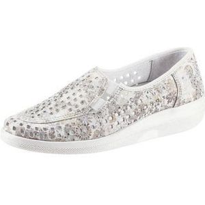 Slippers - Wit Gebloemd - Nubuckleer - Breed Wijdte G