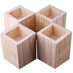 Set van 4 meubelverhogers, massief hout, bedverhoging, meubelverhoger, tafelverhoger, olifantenpoten, bedriser, verhoogt de hoogte van meubelpoten, voor tafelstoelen, bedden, banken, kasten, belasting 1000 kg (5 x 5 x 5 cm)