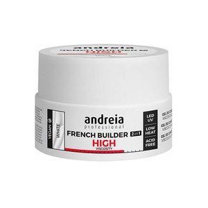Andreia Professional French Builder Gel voor nagels, hoge viscositeit, tweefasig, 2-in-1, met led- en uv-basislak, veganistisch, zelfnivellerend, hoge dekking, wit, 22 g