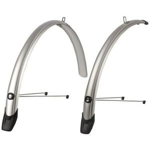 POLISPORT 8628100002 - Towny 2-delige voor- en achterspatborden voor trekking- en stadsfietsen met 26"" wielen en color Zilver