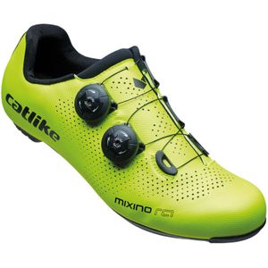 CATLIKE 7200100028 - MIXINO RC1 fietsschoenen voor heren en dames Maat 45 met carbonzool, zeer stijf en lichtgewicht en dubbele wijzerplaatsluiting in kleur Geel Fluor