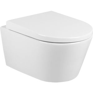 QeramiQ Urby Wandtoilet - 35x48.3x33cm - Rimfree - met Bevestigingsmateriaal - Wit 140034004cx