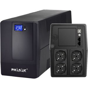 Phasak - PH 9410 - Ononderbreekbaar Stroomvoorzieningssysteem - Zwart - 1000 VA