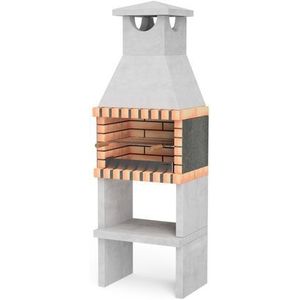 Movelar - geprefabriceerde grill voor hout en kolen, model Nizza / Zon Plus, grijs, oranje, 62 x 46 x 186 cm, Ref: 3545 - gebruik buitenshuis