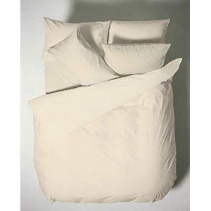 Bianca Plain Dyed percale beddengoed voor bedden met 150 cm, 100% katoen, crèmekleurig, 240 x 280 + 2 (50 x 85 cm), 3