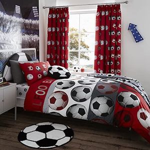 Catherine Lansfield Footbal Hometextiles, Bedlinnen, Dekbed Set, Katoen, Rood, 135x200+80x80