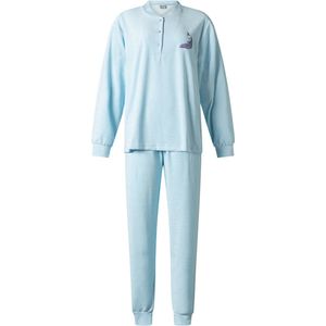 Lunatex - warme dames pyjama badstof 124206 - blauw - maat S