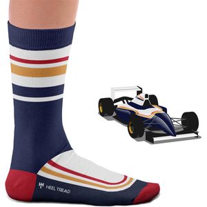 Heel Tread FW16 Rothmans - Williams FW16 - gestreepte sokken - fun sokken - F1 - Blauw/Wit/Goud - Maat 41-46