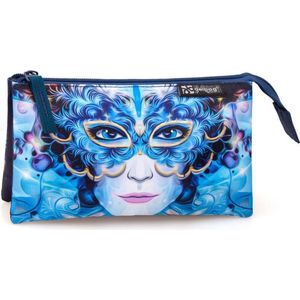 Delbag - Etui 3 Compartimenten - Blue Mask - voor Meisjes - 22 cm