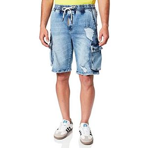 Gianni Kavanagh Light Blue Ripped Cargo Shorts voor heren, Lichtblauw, M