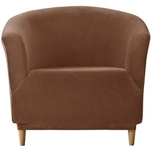 Luxe Fluwelen Badstoelhoezen, 1 Stuks Tub Chair hoes Antislip Tub Chair Covers voor fauteuils Elastische zachte Meubelbeschermer -Diepe koffie
