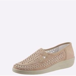 Instappers - Beige - Gladleer/Nubuckleer - Breed Wijdte G