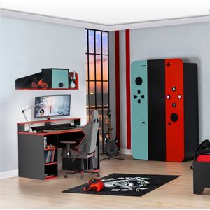 Wandplank GamingKids - zwart/rood