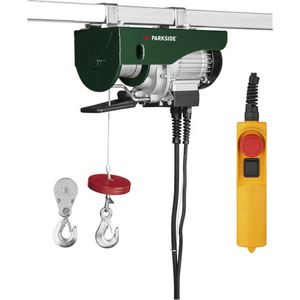 PARKSIDE® Elektrische takel - Vermogen: 500 W - Draagvermogen: max. 250 kg / 125 kg - Hefhoogte: max. 6 m / 12 m - Krachtige elektromotor - Met thermische overbelastingsbeveiliging - Remautomaat voor lastbeveiliging