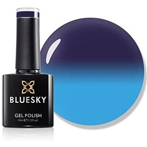 Bluesky Shinerlac, Chameleon-thermolak, verwijderbaar, uv-gelnagellak, donkerblauw-lichtblauw, 10 ml fles