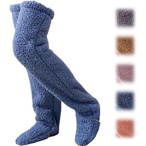 Plush Warmth Long Socks,Teddy Legs,Teddy Legs Socks,Teddy Legs Long Socks,Furry Leg Warmers,Fuzzy Thigh High Socks (One size,Blue)