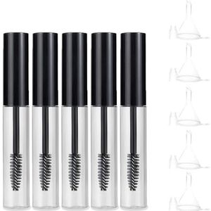 5pcs 10ml Empty Mascara Tube And Wand,Eyeliner Tube And Lip Gloss Tube,Refillable Plastic Diy Cosmetic Container,With Lid & Mini Funnel,For Travel Or Home (4)