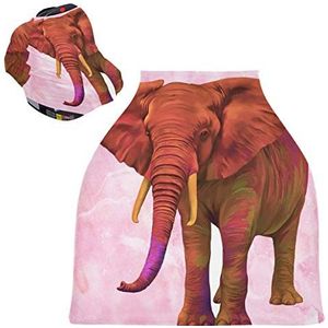 Roze Oude Olifant Stretchy Baby Auto Stoelhoes, Luifel Verpleging Covers, Zacht Ademend Winddicht Sjaal Wisselpad voor Winter Baby Borstvoeding Jongens