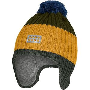 Lego Wear Jongens gebreide muts winter oorwarmer beanie muts, donkere kaki, 48 cm