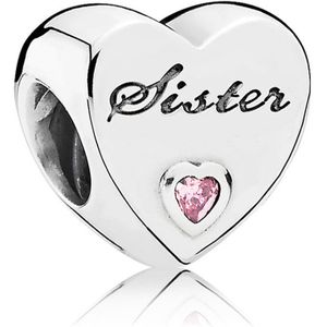 Bedel - Zilver - 925 Sterling Zilver - Met Hartvormige Roze Zirkonia