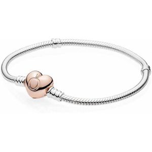 bracelet with Heart Shaped Pandora Rose Clasp 580719 17cm