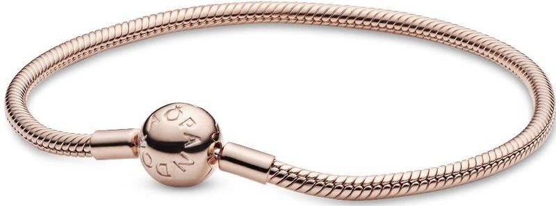 PANDORA Schlangen-Gliederarmband in Roségold 14 Karat rosévergoldete Metalllegierung aus der PANDORA Moments Collection, 18cm
