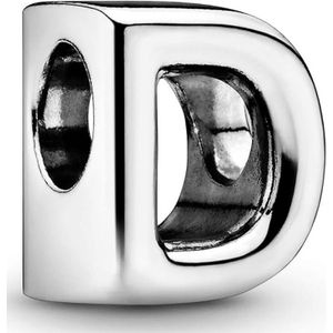 PANDORA Moments Buchstabe D - wendbares Alphabet-Charm aus Sterling-Silber mit geprägten Herzen und Perlen an der Rückseite - kompatibel mit Armbändern Moments Kollektion