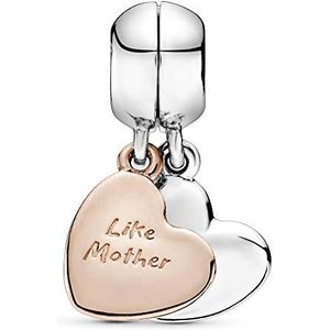 Pandora Mutter und Tochter Herz Teilbarer Charm-Anhänger mit Sterling-Silber und 14 Karat rosévergoldete Metalllegierung aus der Pandora Moments Collection