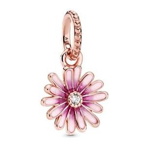 Pandora 14-karaats roségoud vergulde metalen hanger met transparante zirkonia en kleurverloop roze email, Roestvrij staal, zirkonia