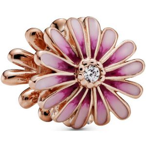 Pandora 14K rosé vergulde metalen madeliefje bedel met transparante zirkonia en kleurverloop roze email, Roestvrij staal, Geen edelsteen Zirkonia