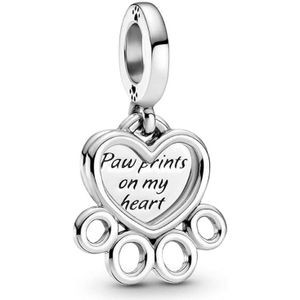 Pandora Bead Pandora Charm Anhänger Herzen und Pfotenabdruck 799360C00 Silber