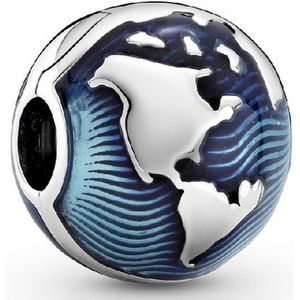 Pandora - 799429C01 - Clipbedel - Blauw - Wereldbol