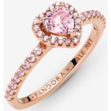 Pandora - Timeless Heart - Ring - 14-karaats Roséverguld - Orchideeënroze Kristal - Roze Zirkoniasteentjes