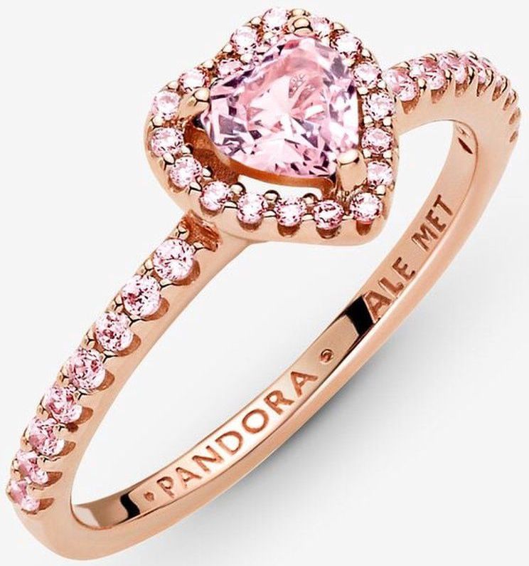 Pandora - Timeless Heart - Ring - 14-karaats Roséverguld - Orchideeënroze Kristal - Roze Zirkoniasteentjes