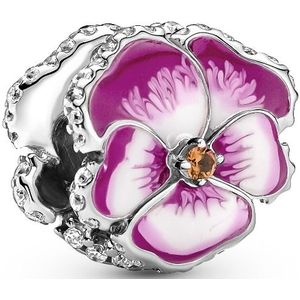 Pandora Blumenanhänger Charm Silber Pinkfarbenes Stiefmütterchen