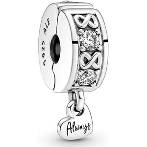 PANDORA Charm Clip mit Anhänger Herz ""Always"" mit Zirkonia 791151C01