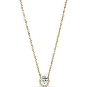 Pandora Timeless Goudkleurige Sparkling Round Halo Ketting met 14 Karaat Gouden Plating 361174C01-45 (Lengte: 45.00 cm)