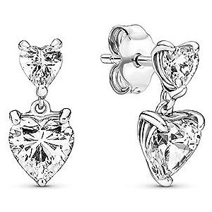 PANDORA Ohrstecker ""Doppelherz"" Silber mit Zirkonia 291199C01