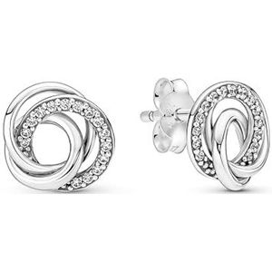 PANDORA Oorsteker ""Always Together"" zilver met zirkonia 291076C01, Sterling zilver, Zirkonia