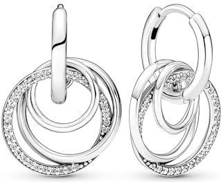 PANDORA Familie Familie Für Immer Verschlungene Creolen aus Sterling-Silber, Kompatibel mit PANDORA Moments Armbänder