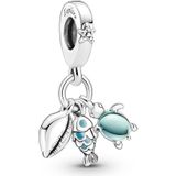 PANDORA - Moments Tropischer Seestern & Muschel Clip-Charm - Sterling Zilver - Cubic Zirkonia