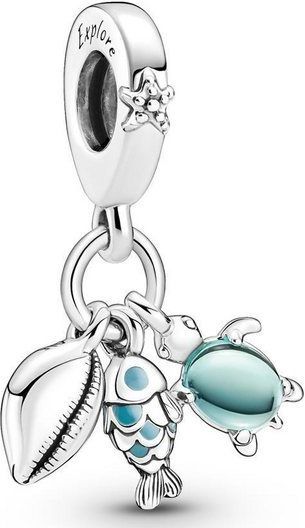 PANDORA - Moments Tropischer Seestern & Muschel Clip-Charm - Sterling Zilver - Cubic Zirkonia