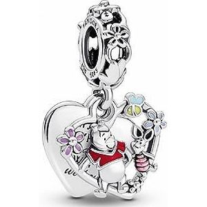 Pandora Disney Winnie the Pooh & Piglet Dubbele Hangende Bedel - Rood & Zilver