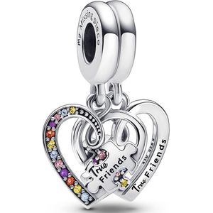 PANDORA Puzzleteil Herzen Teilbarer Freundschafts- Charm-Anhänger aus Sterling Silber mit Zirkonia - Kompatibel mit PANDORA Moments Armbänder