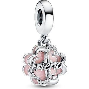 Pandora Pandora Moments 925 Sterling Silver Four-leaf Clover Friendship Dubbele Hangende Bedel 792245C01 - Zilver
