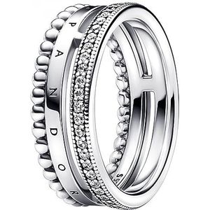 Pandora Silberring Silberring für Logo, Pavé & Beads